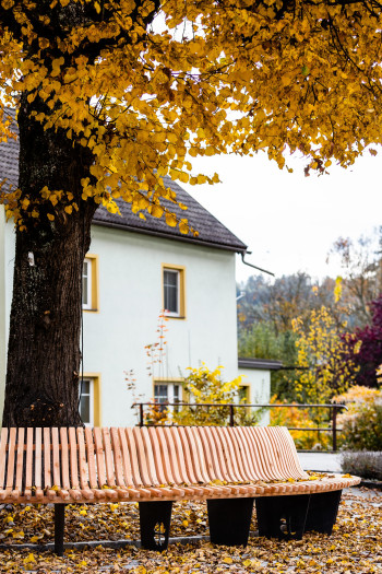 Glücksbank am Hauptplatz in Moosburg | Bildrechte: Sandra Matanovic